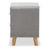 Baxton Studio Jonesy Mid-Century Grey Upholstered 2-Drawer Nightstand 135-7288